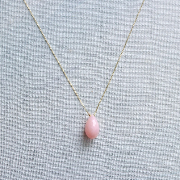 namida : pink Opal -m（necklace） ピンクオパールのネックレス（m） 8枚目の画像