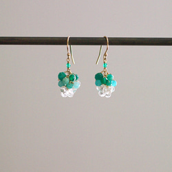 yamabudo : Amazonite&Crystal Tama（earring） 緑と透明な光の石の耳飾り 5枚目の画像