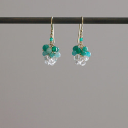 yamabudo : Amazonite&Crystal Tama（earring） 緑と透明な光の石の耳飾り 7枚目の画像