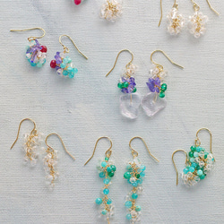 yamabudo : Amazonite&Crystal Tama（earring） 緑と透明な光の石の耳飾り 8枚目の画像