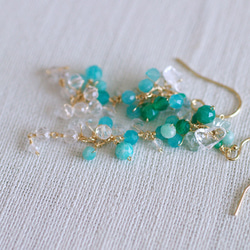 yamabudo : Amazonite&Crystal（earring） 緑と透明な光の石の耳飾り 5枚目の画像