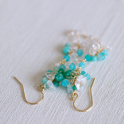 yamabudo : Amazonite&Crystal（earring） 緑と透明な光の石の耳飾り 6枚目の画像