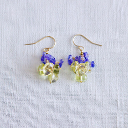 yamabudo : Lemon&Tanzanite（earring） レモンクォーツとタンザナイトの耳飾り 2枚目の画像