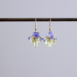 yamabudo : Lemon&Tanzanite（earring） レモンクォーツとタンザナイトの耳飾り 3枚目の画像