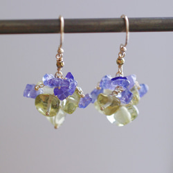 yamabudo : Lemon&Tanzanite（earring） レモンクォーツとタンザナイトの耳飾り 4枚目の画像