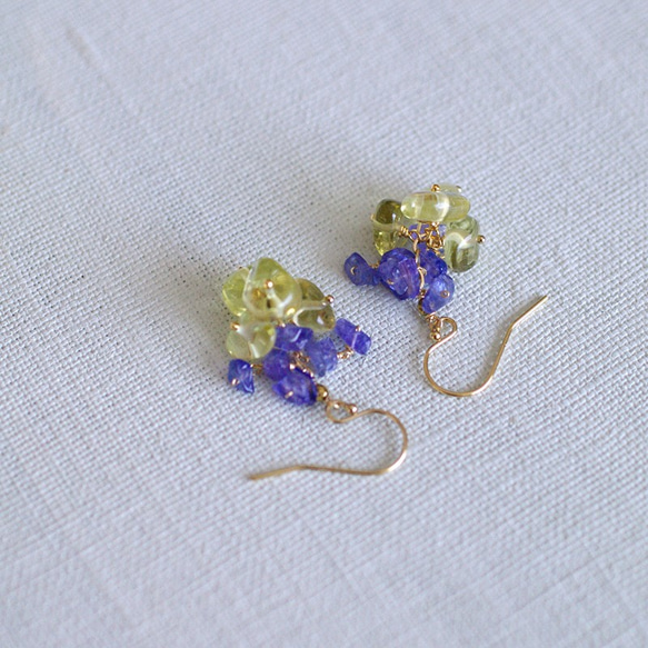 yamabudo : Lemon&Tanzanite（earring） レモンクォーツとタンザナイトの耳飾り 8枚目の画像