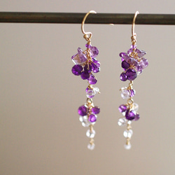 yamabudo：紫水晶和水晶（耳環）紫水晶和水晶耳環 第5張的照片