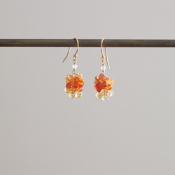 yamabudo : Carnelian&Citrine Tama（earring）橙と透明な光の石の玉房の耳飾り 5枚目の画像