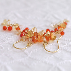 yamabudo：瑪瑙和黃水晶（耳環）橙色和透明的淺石束狀耳環 第5張的照片