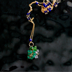 yamabudo : GreenOnix&Tama（charms） 緑と透明な光の玉房ネックレスチャーム 8枚目の画像