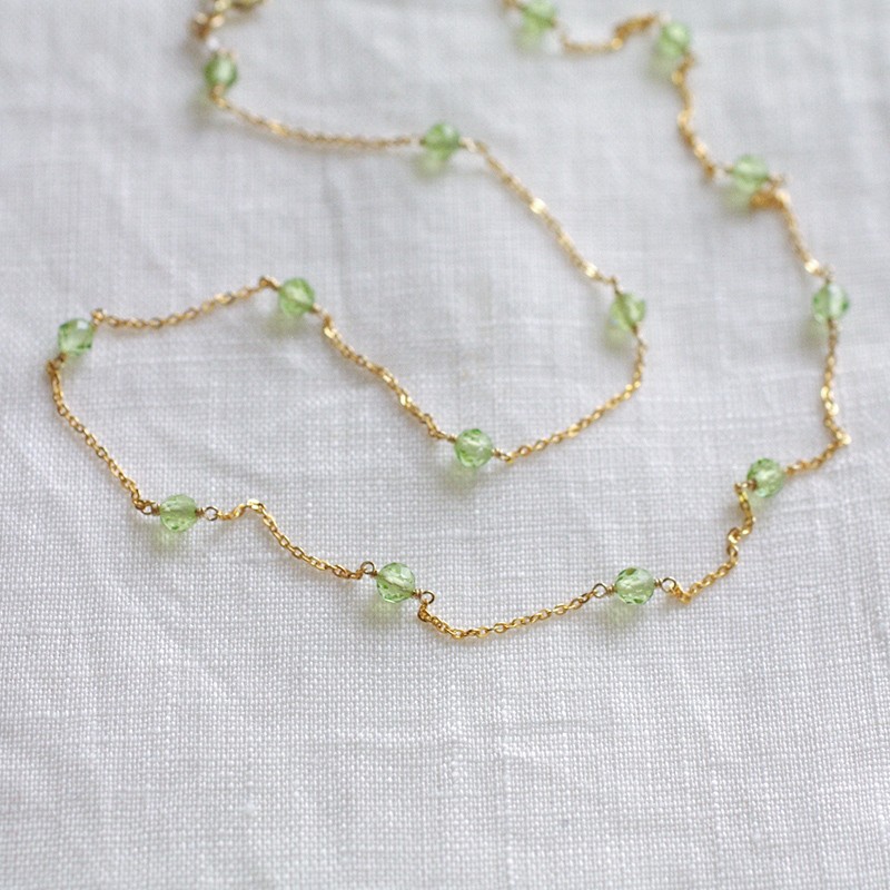 station : Peridot（necklace） ペリドットとゴールドチェーンのステーションネックレス
