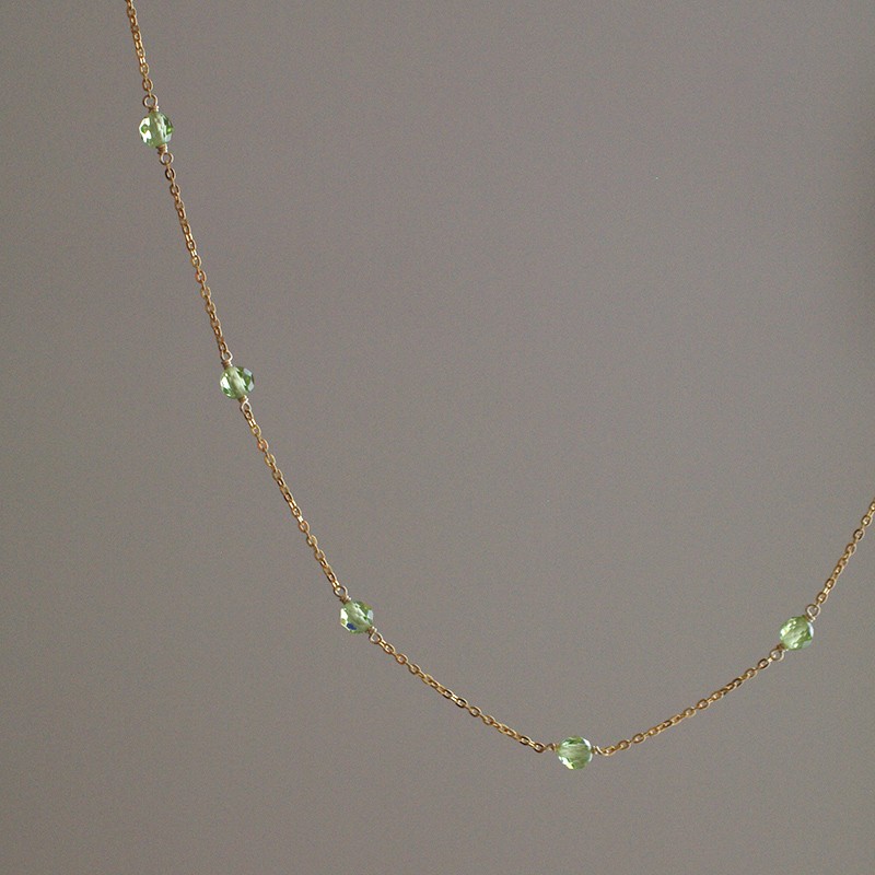 station : Peridot（necklace） ペリドットとゴールドチェーンのステーションネックレス