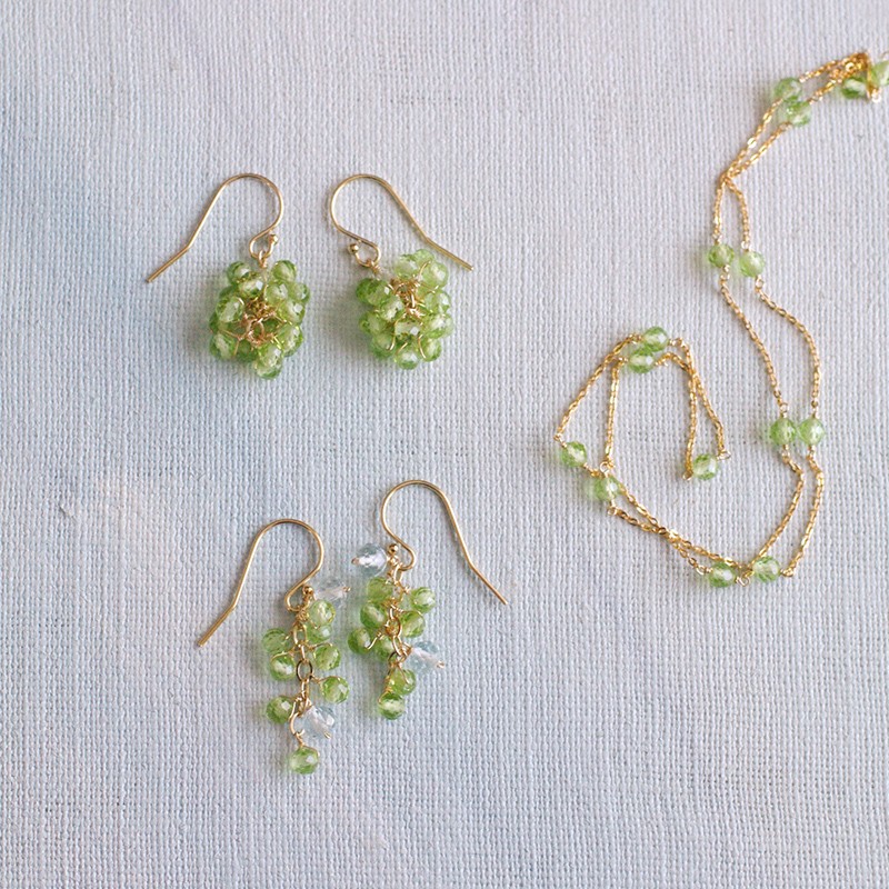 station : Peridot（necklace） ペリドットとゴールドチェーンのステーションネックレス