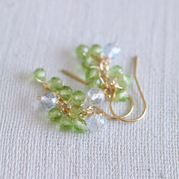 yamabudo : Peridot（earring） ペリドットを小さな房に仕立てた耳飾り 6枚目の画像