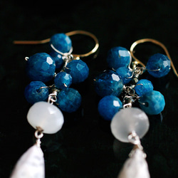 fusa：藍與白（耳環）藍寶石和白寶石耳環 第2張的照片