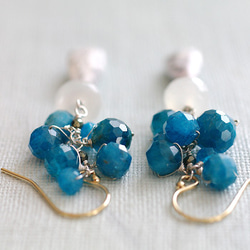 fusa：藍與白（耳環）藍寶石和白寶石耳環 第5張的照片