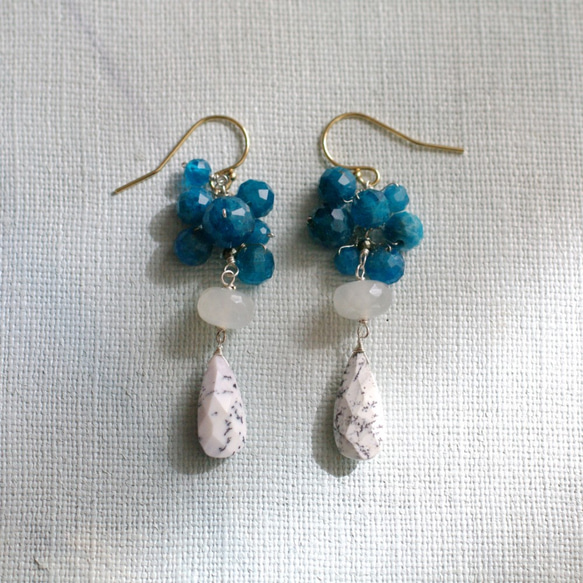 fusa：藍與白（耳環）藍寶石和白寶石耳環 第6張的照片