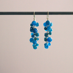 yamabudo : blue &amp; blue (earring) 很多藍色寶石像水果一樣捆在一起的耳環 第3張的照片