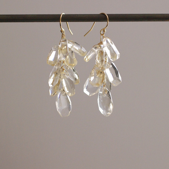 fusa : Citrine（earring） ラフカットのシトリンの房の耳飾り 3枚目の画像