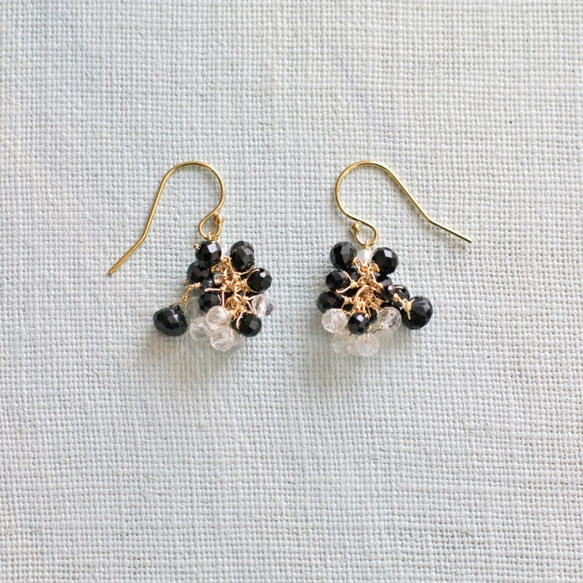 yamabudo : black Spinel , Crystal Tama（earring） 1枚目の画像