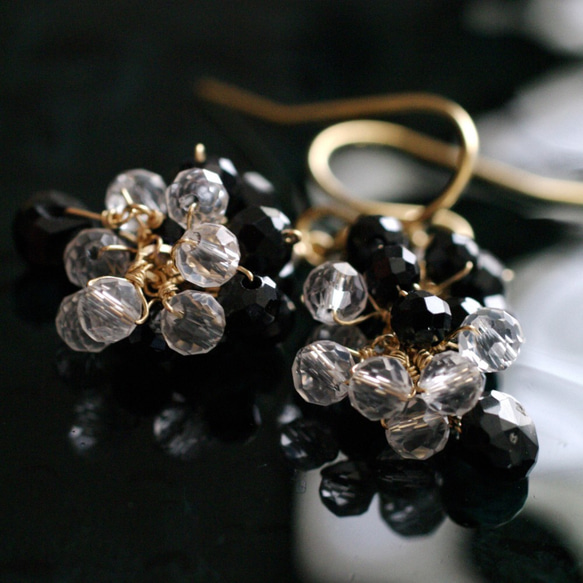 yamabudo : black Spinel , Crystal Tama（earring） 6枚目の画像