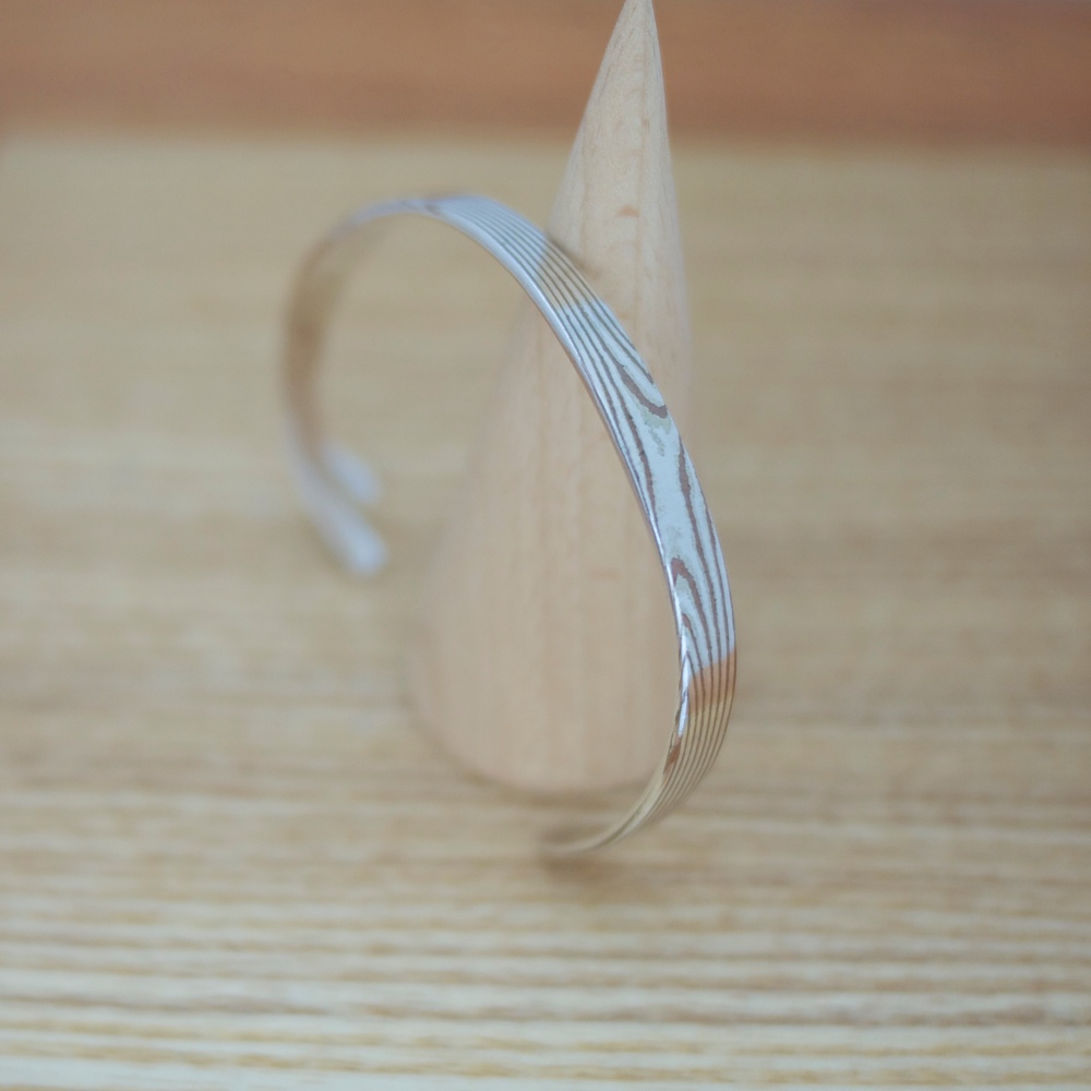 童子（銅+銀、金、木材メッシュ法、C型のブレスレット）