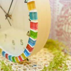 【電波時計】sakuraドロップ色ガラスタイルの壁掛け時計 3枚目の画像