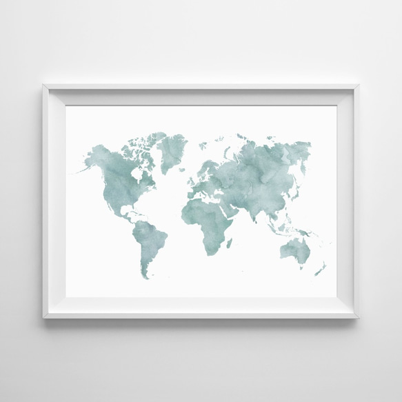 watercorlor world map print #1可客製化 掛畫 海報 第1張的照片