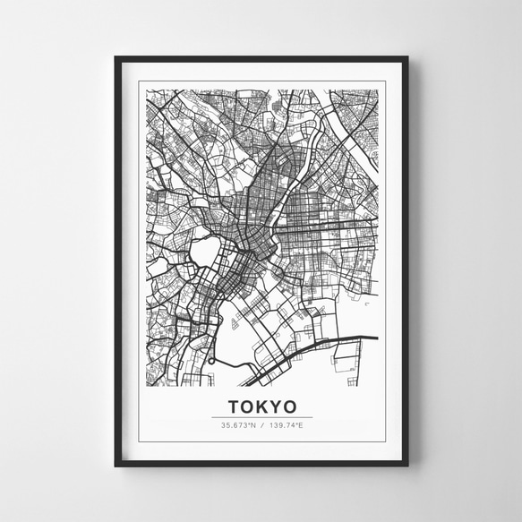 東京 地圖 Tokyo ポスター 絵 寝室 浴室 レストラン コーヒーの廳 子ども ボヘミア 北歐 1枚目の画像