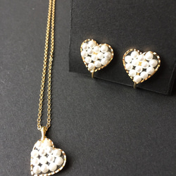 pearl in heartearing&necklace set 1枚目の画像