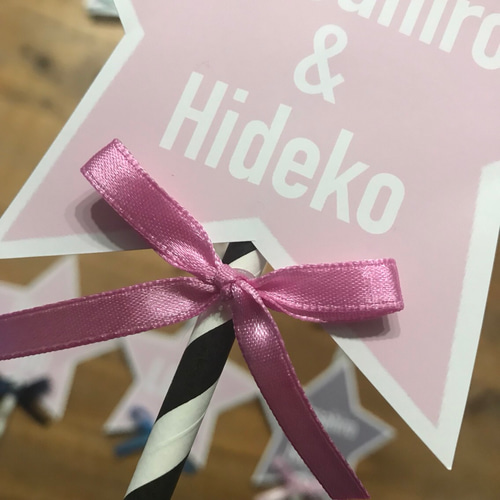 グレー×ピンク 星プロップス【10本入り】文字5パターン 写真映えフォト