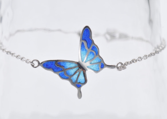 -藍色蝴蝶-透明景泰藍手鍊/朱麗葉 第4張的照片