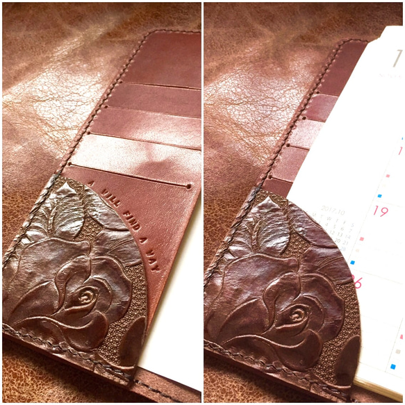 カフカ様専用  革（ダーリング姫路産）手帳カバー ブラウン B5サイズ  英文刻印変更あり 2枚目の画像