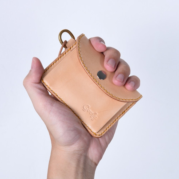 グーフィー - フルベジタブルなめした革古典的な手縫い財布 4枚目の画像