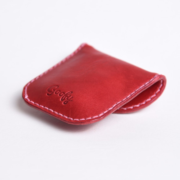 グーフィー - フルベジタブルなめしの革手縫いの小さな財布/小さなオブジェクトストレージ 2枚目の画像