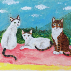 窓辺の三匹の猫 1枚目の画像