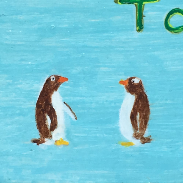 【ここ、トイレ　ペンギン】木製プレート 3枚目の画像
