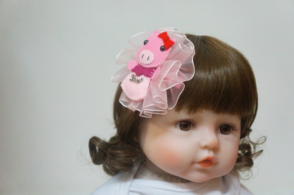 Avondream時尚髮飾-G1-寶寶兒童幼兒嬰兒髮夾-髮夾髮束髮箍髮帶 小豬 第3張的照片