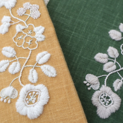 刺繍ファブリックパネル 北欧花柄 yellow 9枚目の画像