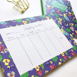 Parakeet Notepad, budgie weekly planner pad, floral 6枚目の画像