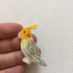 玄鳳鸚鵡 鳥胸針 手工製作插畫飾品 別針徽章 第4張的照片