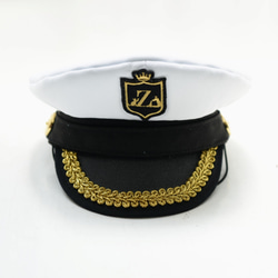 【ZAZAZOO】寵物皇家軍禮帽 /機長帽 /海軍帽 (白色) 第4張的照片