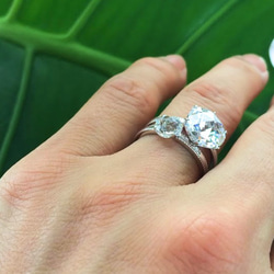 ダブルローズカットCZ 4本爪ミルグレインリング シルバー 6枚目の画像