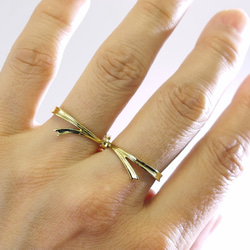 ダブルフィンガー リング『しあわせりぼん』 1枚目の画像