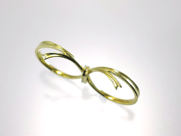 ダブルフィンガー リング『しあわせりぼん』 2枚目の画像