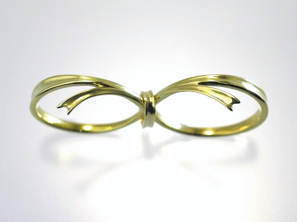 ダブルフィンガー リング『しあわせりぼん』 4枚目の画像