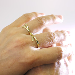 ダブルフィンガー リング『しあわせりぼん』 5枚目の画像