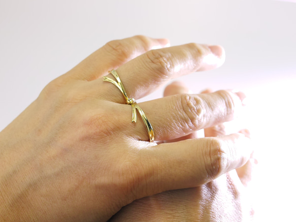 ダブルフィンガー リング『しあわせりぼん』 5枚目の画像