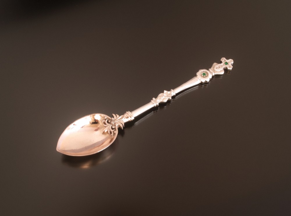 inGod jewels 珈琲スプーン 『クロスハートフラワー』 シルバー製 誕生石B