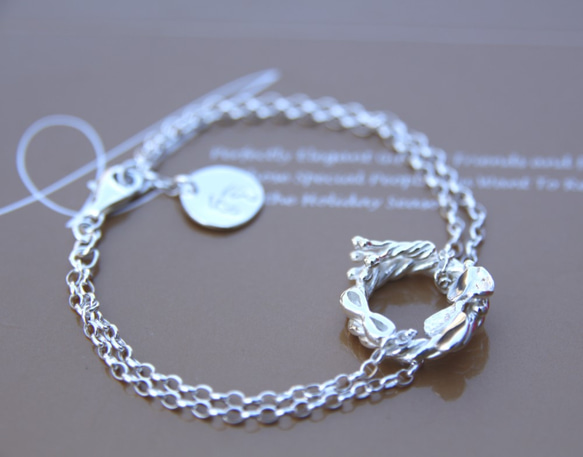 刻字無料【暖かい花輪】花輪ブレスレット / シルバーブレスレット / Sterling Silver Bracelet 1枚目の画像